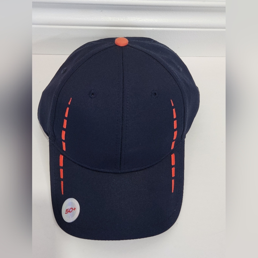 Fahrenheit Adjustable Blue and Orange Hat with Curved Brim NWOT